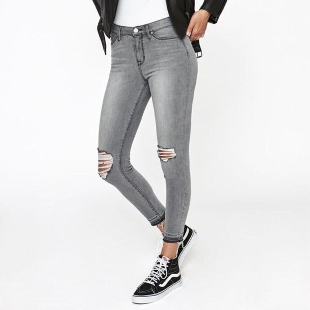 PacSun Ankle Jegging Gray Distressed Raw Hem 28